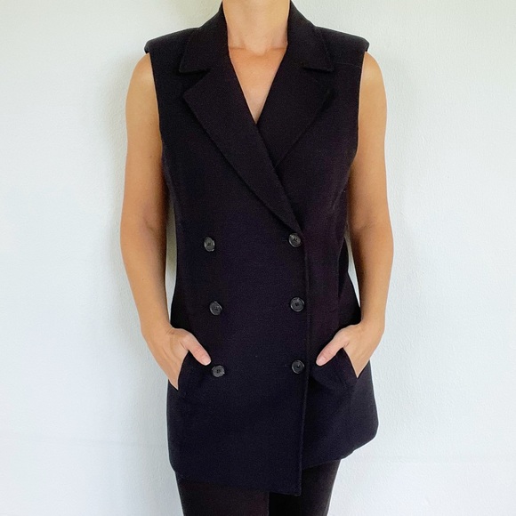 Veronica Beard black cotton oversized double breasted sleeveless vest size 4 - Picture 4 of 16